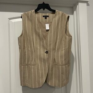 Tan Striped Vest with Button by Ann Taylor